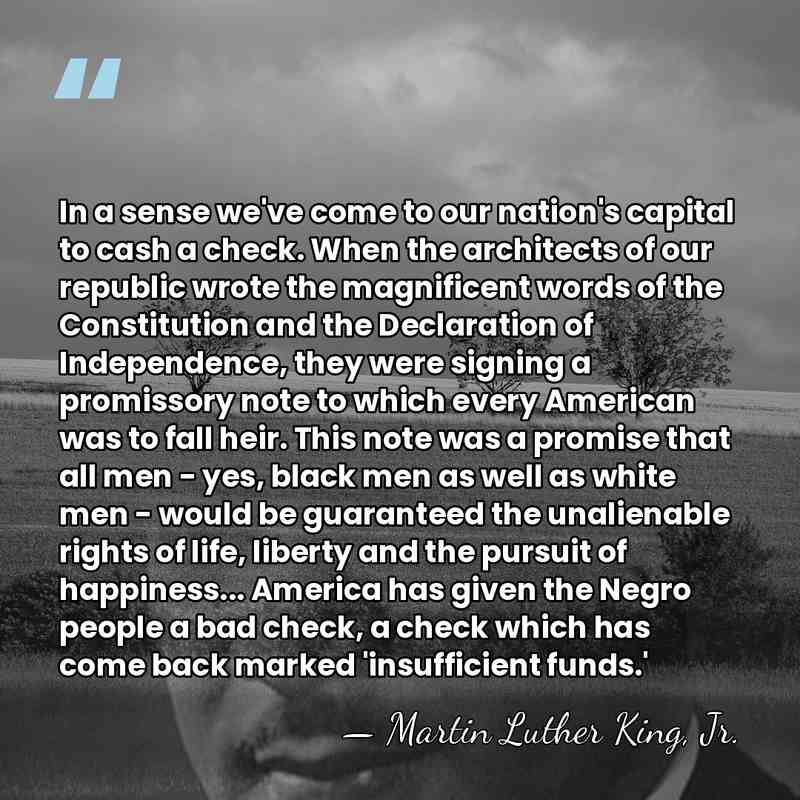 In a sense we've come to our nation's capital to cash a&hellip; - Martin Luther King, Jr.