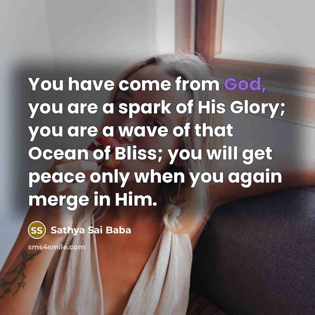 “You have come from God, you are a spark of…” quote by Sathya Sai Baba