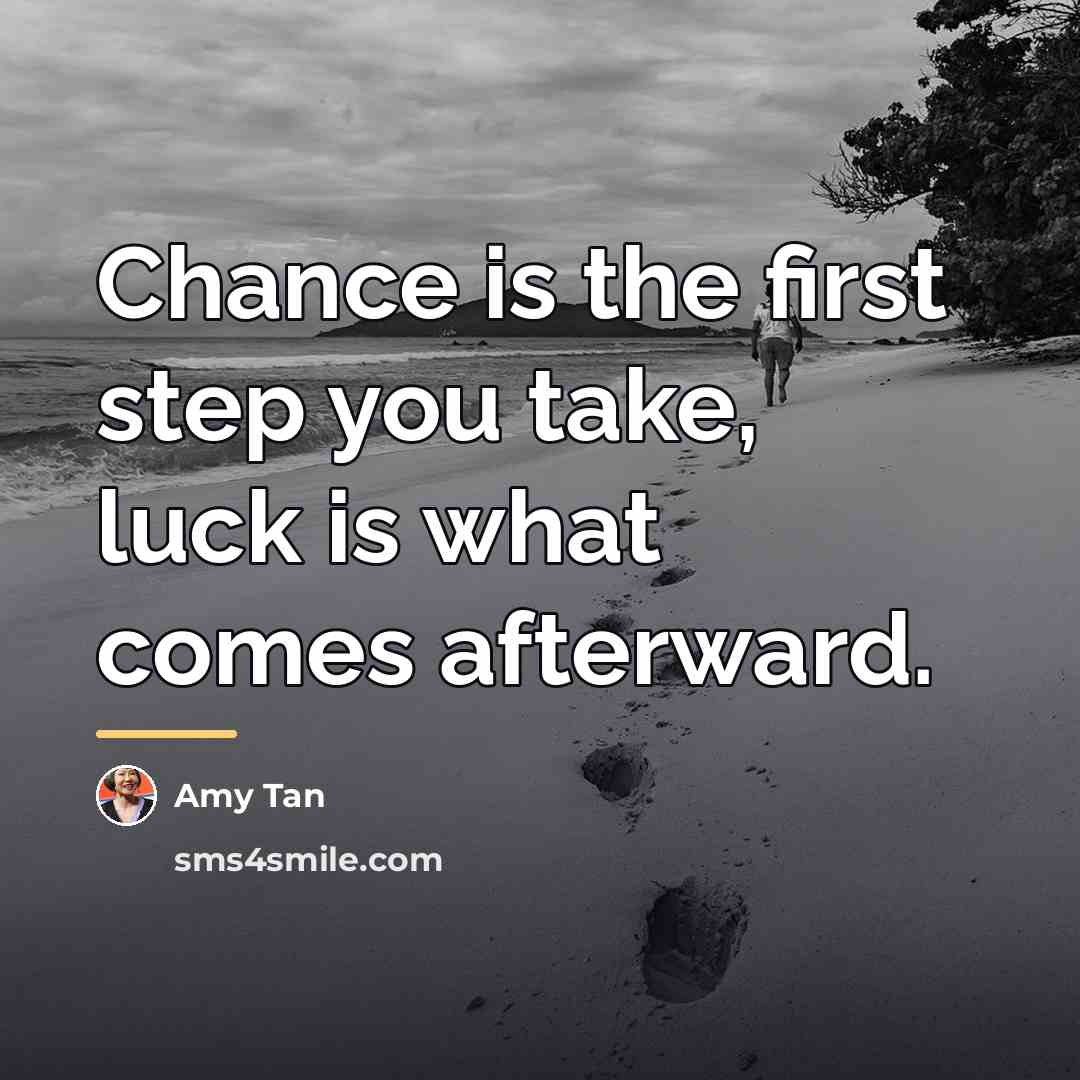 “Chance is the first step you take, luck is what…” quote by Amy Tan