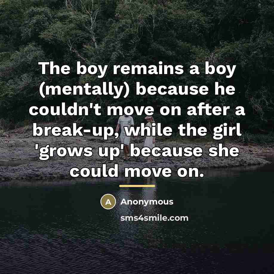 “The boy remains a boy (mentally) because he couldn't move…” quote by Anonymous