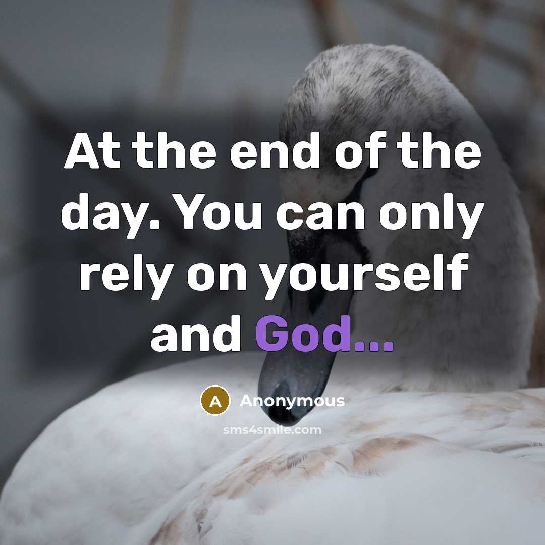 “At the end of the day. You can only rely…” quote by Anonymous