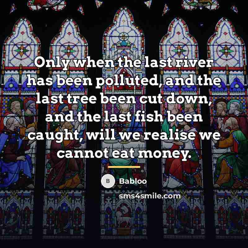 “Only when the last river has been polluted, and the…” quote by Babloo