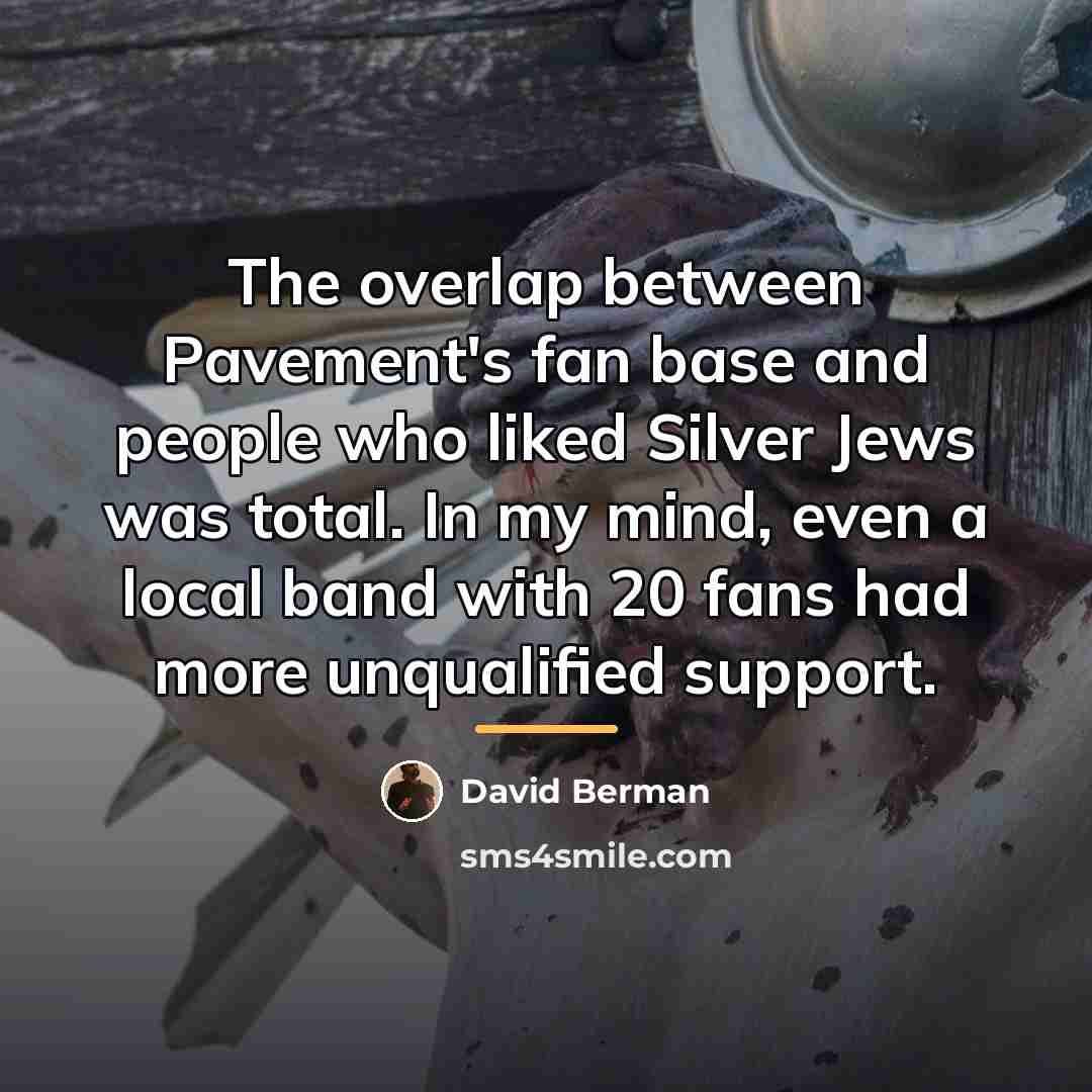 “The overlap between Pavement's fan base and people who liked…” quote by David Berman