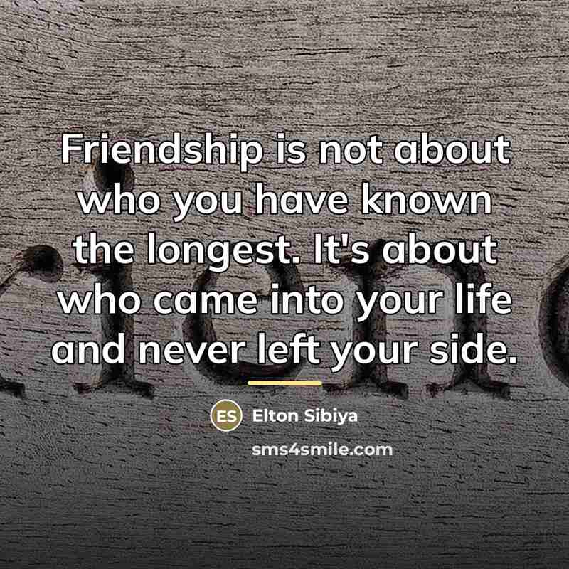 “Friendship is not about who you have known the longest.…” quote by Elton Sibiya