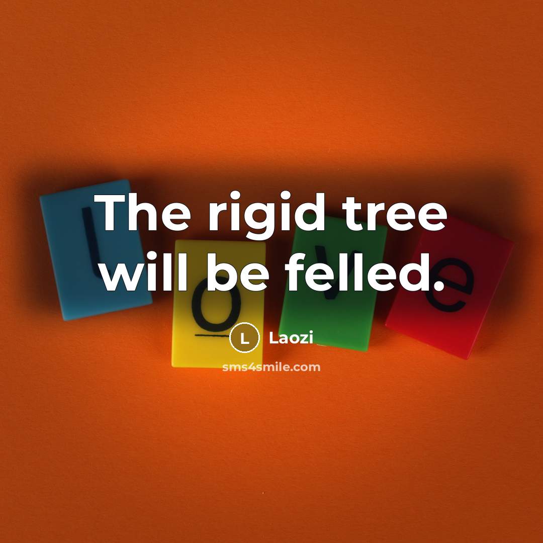 “The rigid tree will be felled.” quote by Laozi