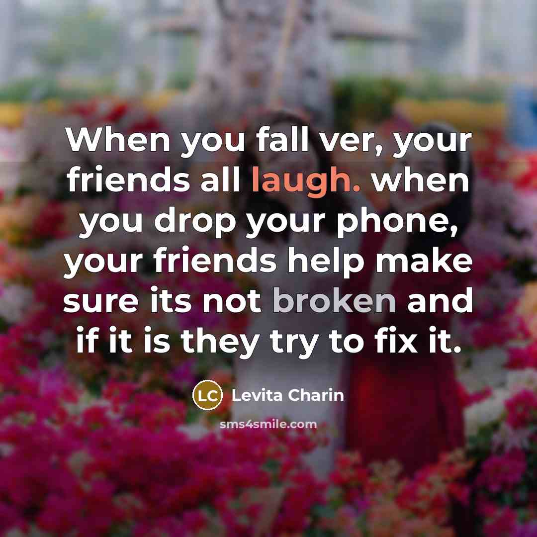 “When you fall ver, your friends all laugh. when you…” quote by Levita Charin