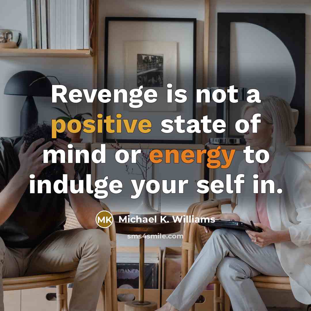 “Revenge is not a positive state of mind or energy…” quote by Michael K. Williams