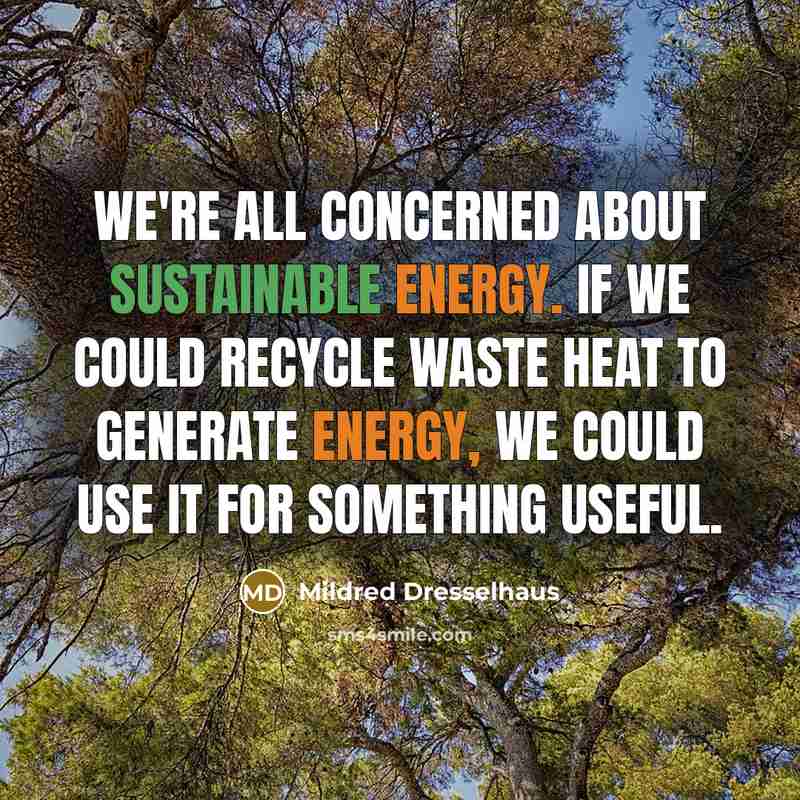 “We're all concerned about sustainable energy. If we could recycle waste heat to generate energy, we could use it for something useful.” quote by Mildred Dresselhaus