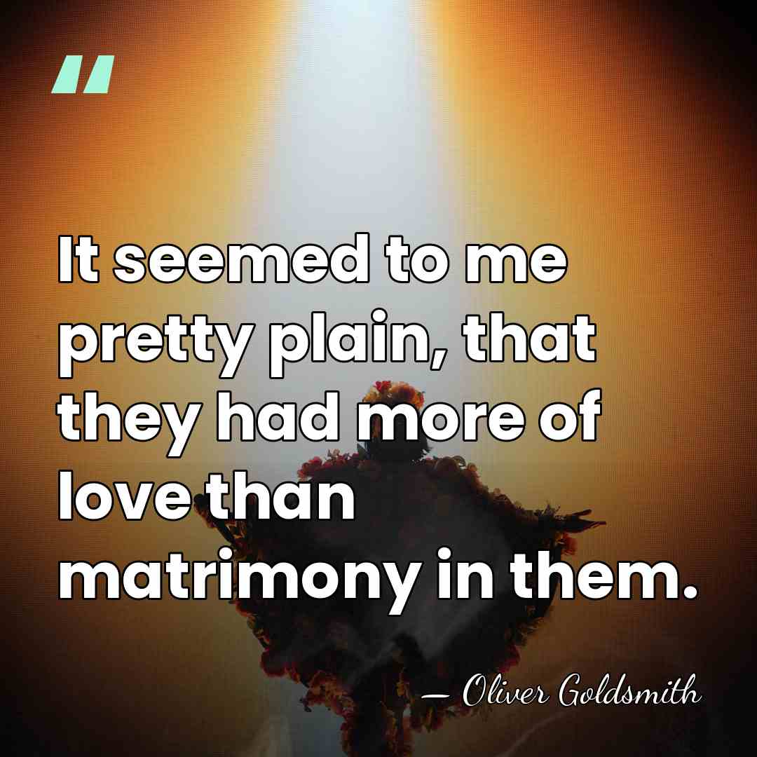 It seemed to me pretty plain, that they had more of love&hellip; - Oliver Goldsmith