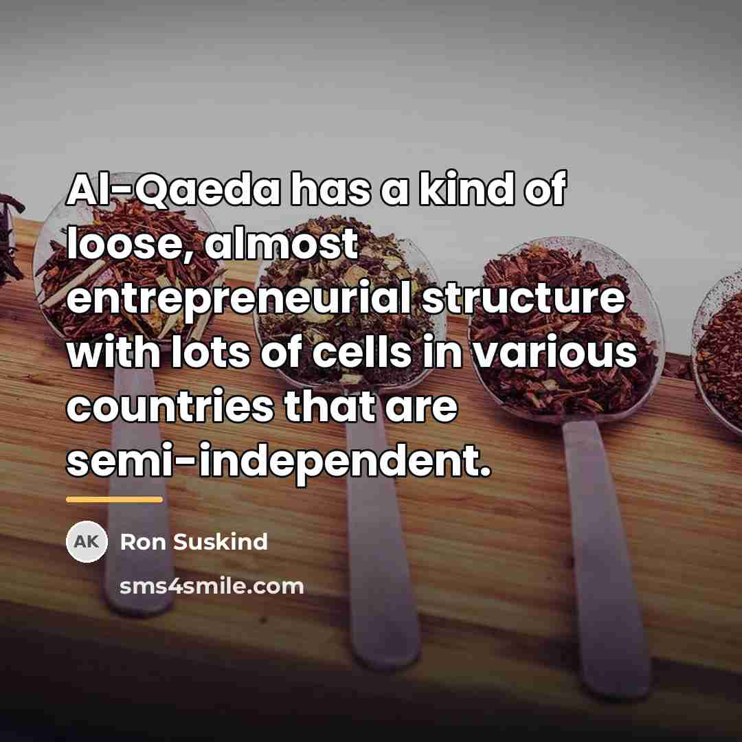 “Al-Qaeda has a kind of loose, almost entrepreneurial structure with…” quote by Ron Suskind