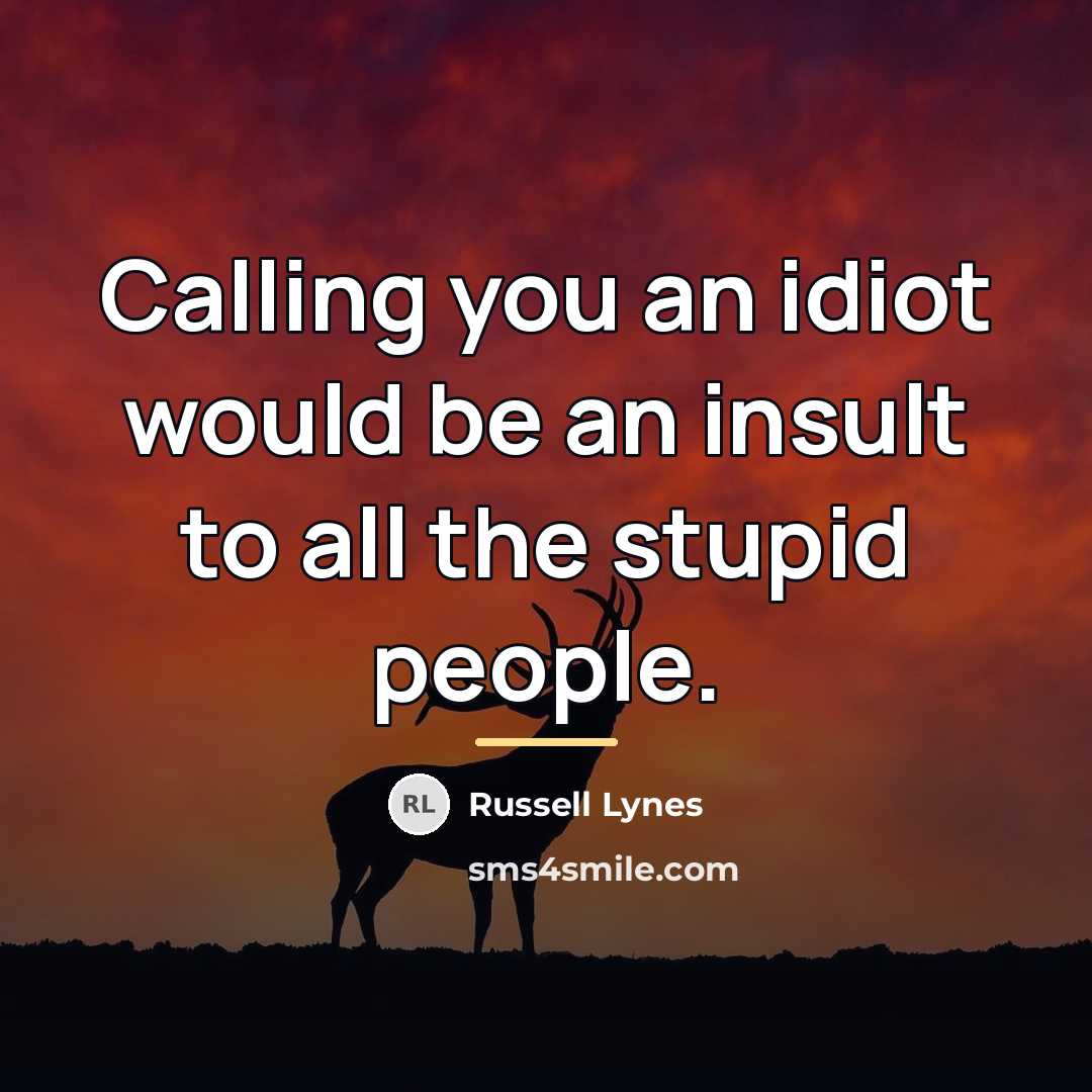 “Calling you an idiot would be an insult to all…” quote by Russell Lynes