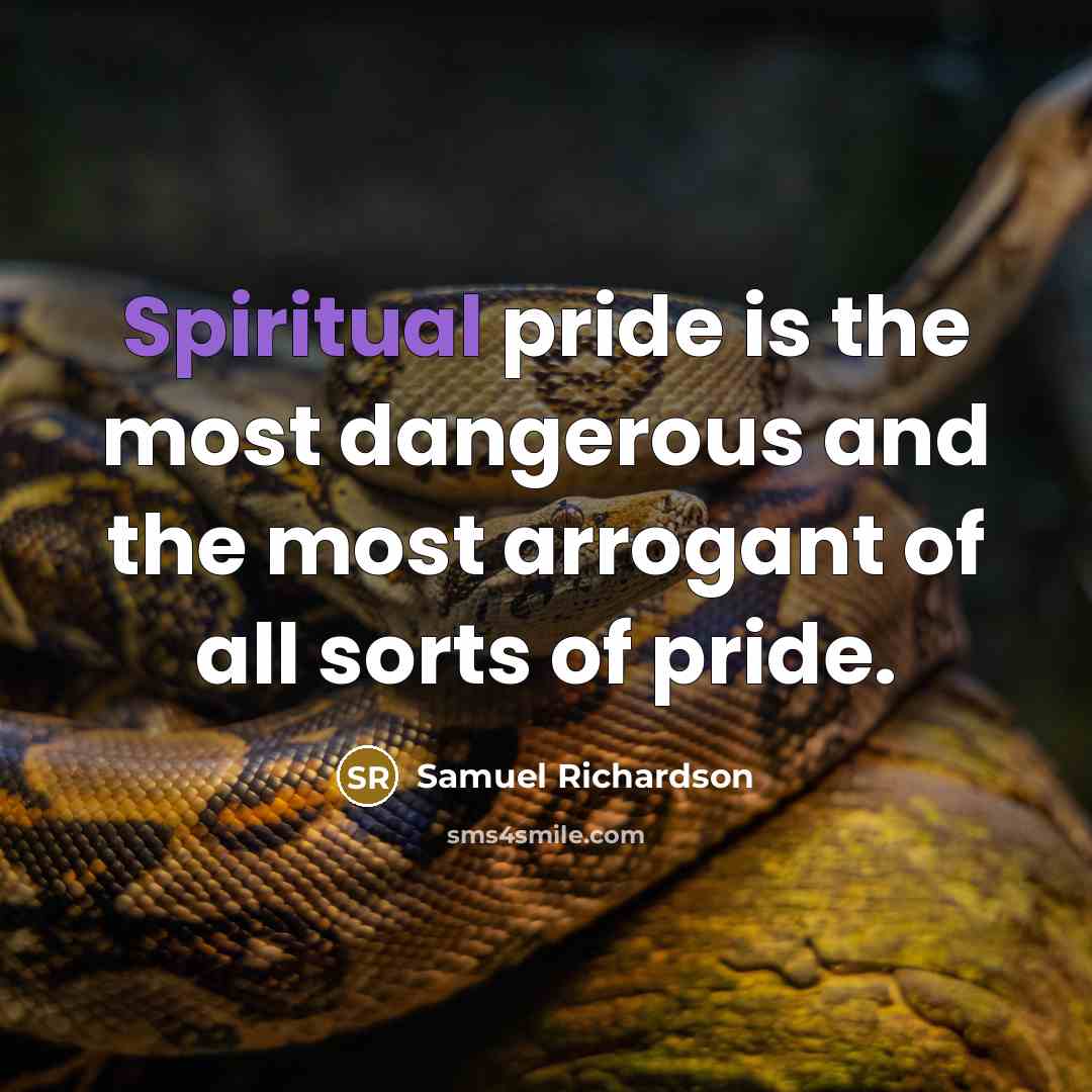 “Spiritual pride is the most dangerous and the most arrogant…” quote by Samuel Richardson