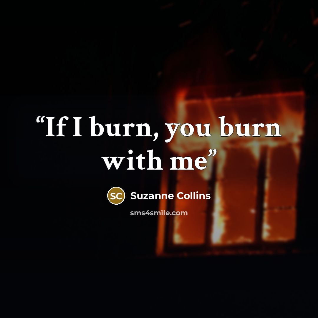 “If I burn, you burn with me” quote by Suzanne Collins