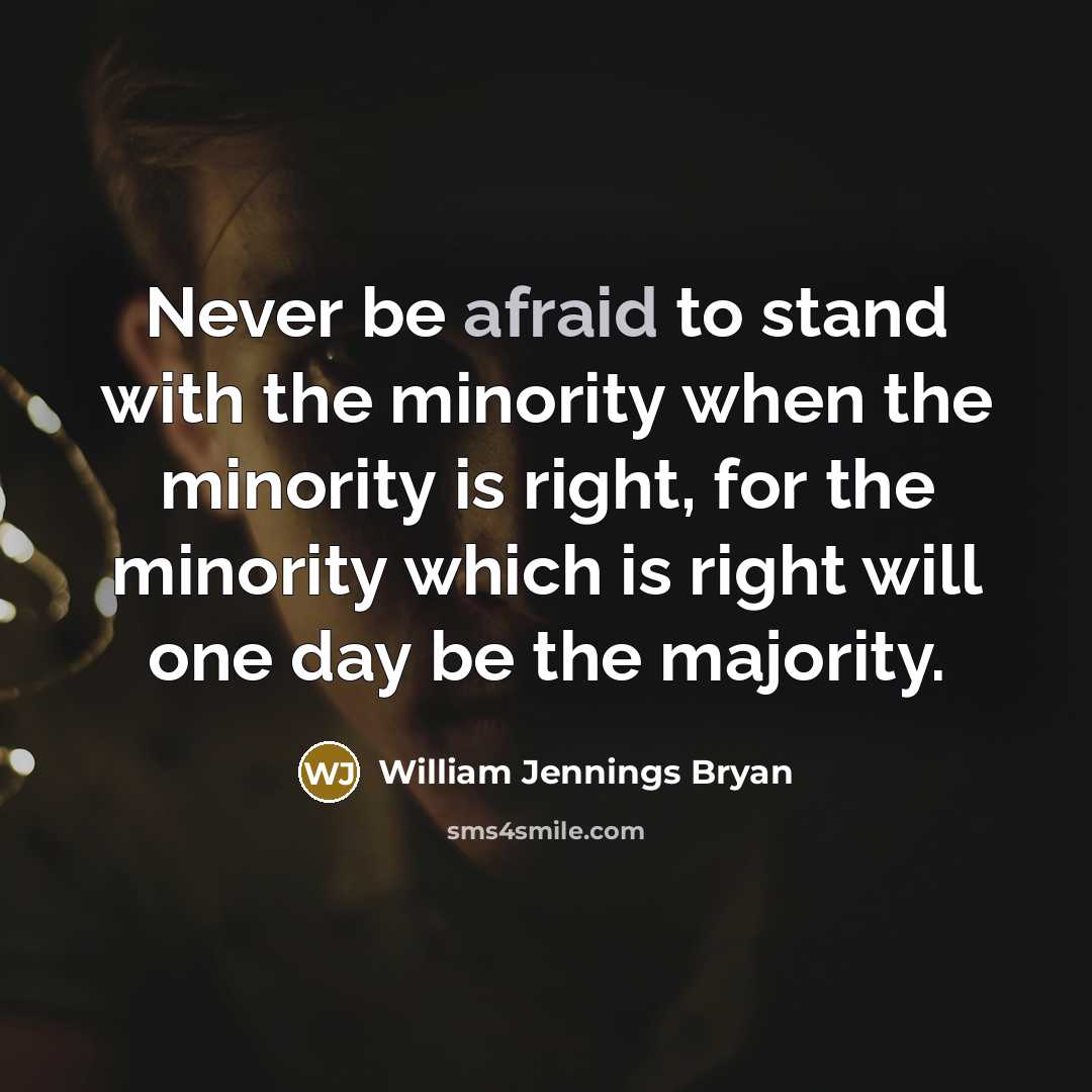 “Never be afraid to stand with the minority when the…” quote by William Jennings Bryan
