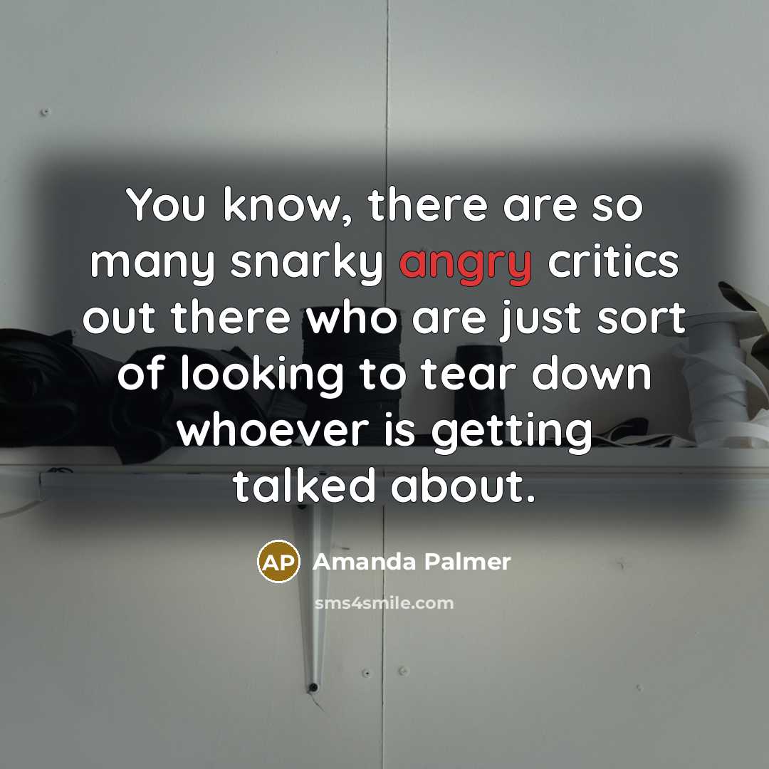 “You know, there are so many snarky angry critics out…” quote by Amanda Palmer