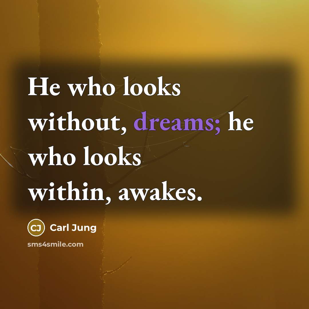 “He who looks without, dreams; he who looks within, awakes.…” quote by Carl Jung