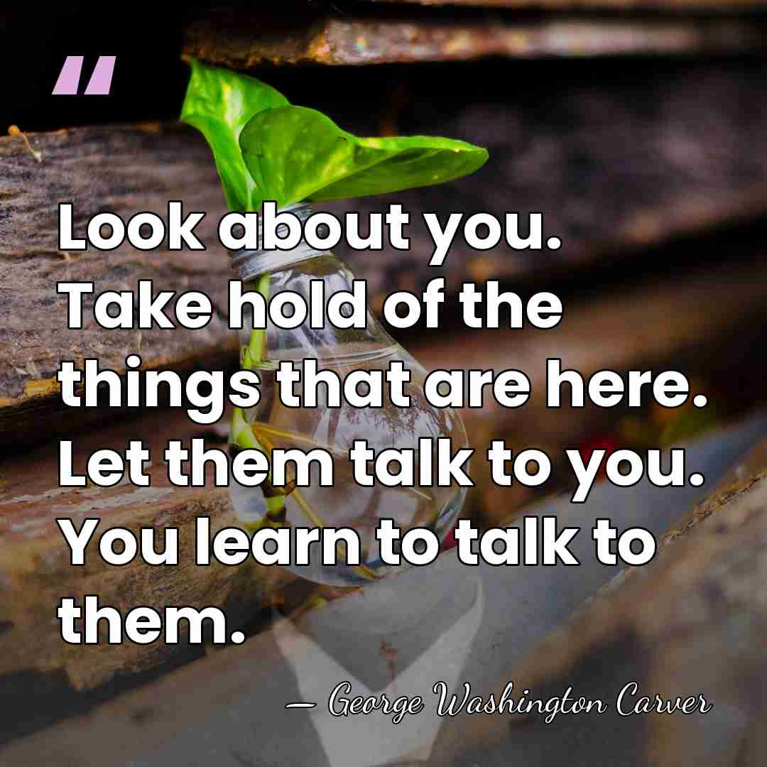 Look about you. Take hold of the things that are here. Let&hellip; - George Washington Carver