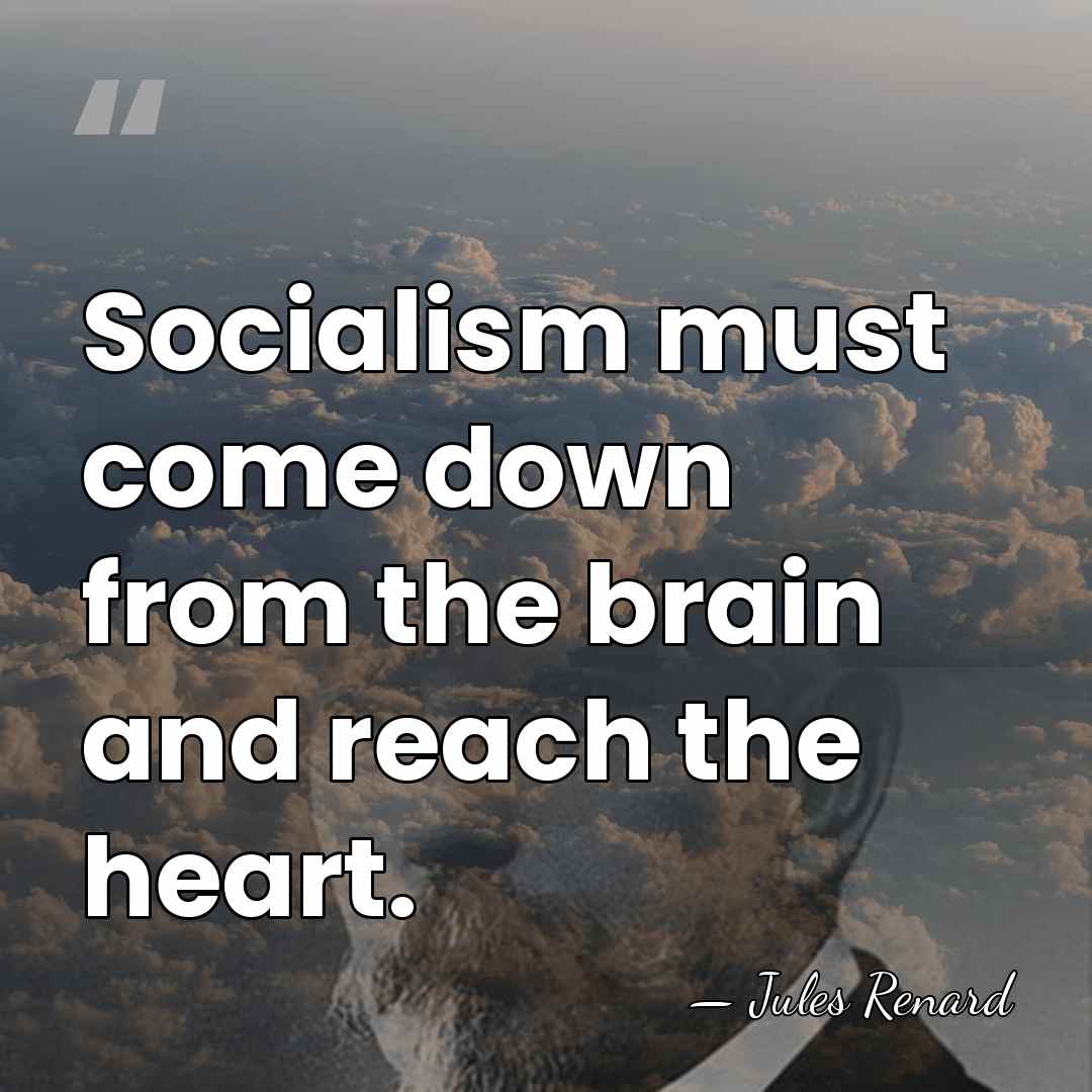 Socialism must come down from the brain and reach the heart. - Jules Renard