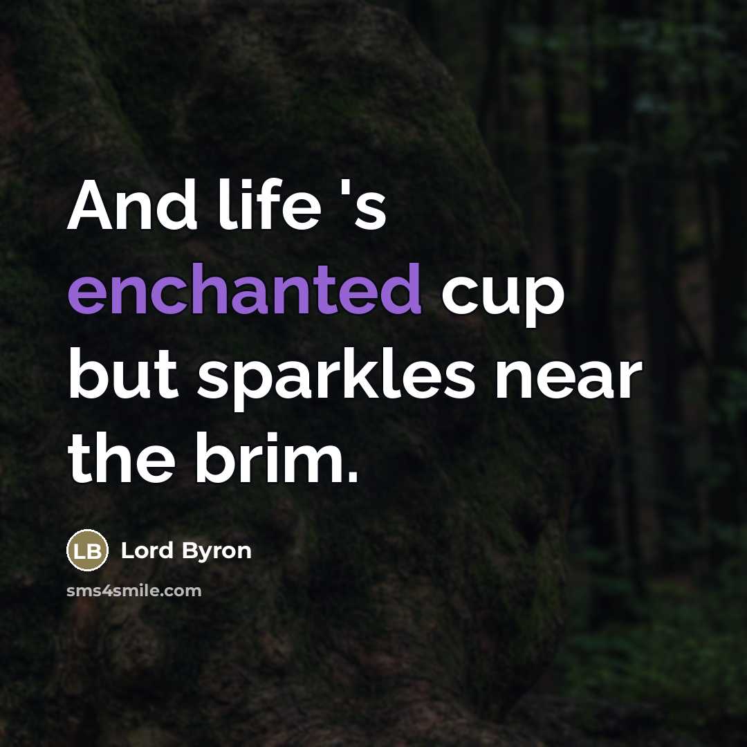 “And life 's enchanted cup but sparkles near the brim.…” quote by Lord Byron