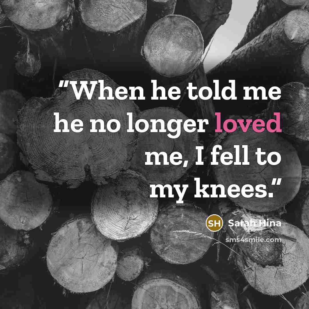 “When he told me he no longer loved me, I fell to my knees.” quote by Sarah Hina