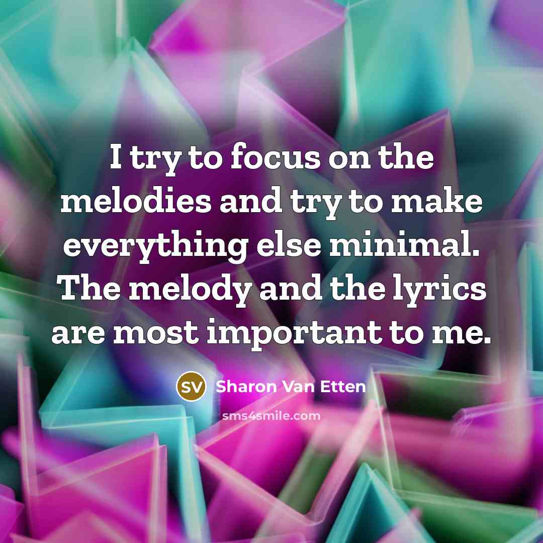 “I try to focus on the melodies and try to…” quote by Sharon Van Etten