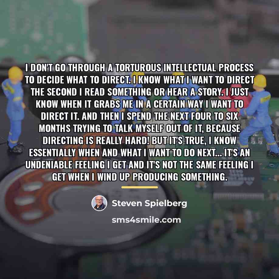 “I don't go through a torturous intellectual process to decide…” quote by Steven Spielberg