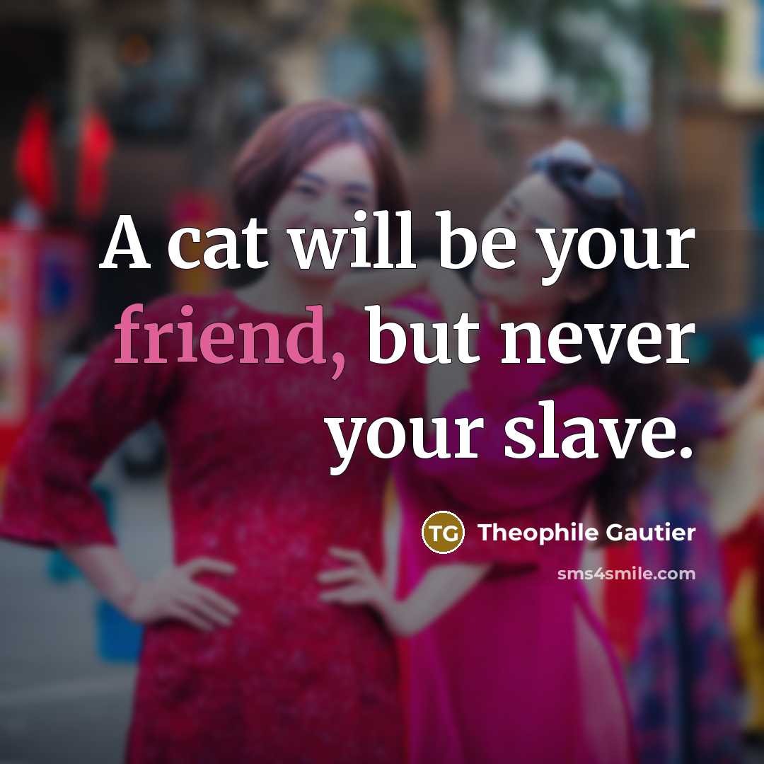 “A cat will be your friend, but never your slave.…” quote by Theophile Gautier