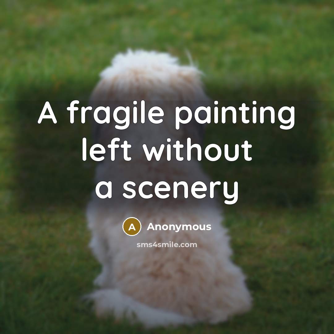 “A fragile painting left without a scenery” quote by Anonymous