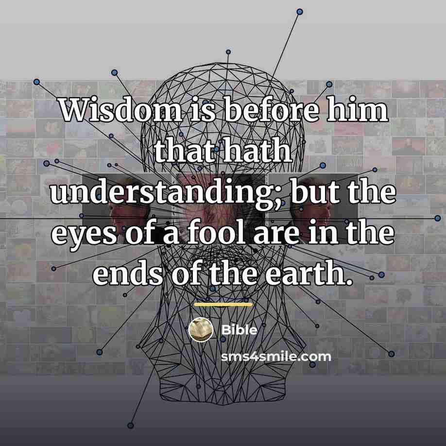 “Wisdom is before him that hath understanding; but the eyes…” quote by Bible