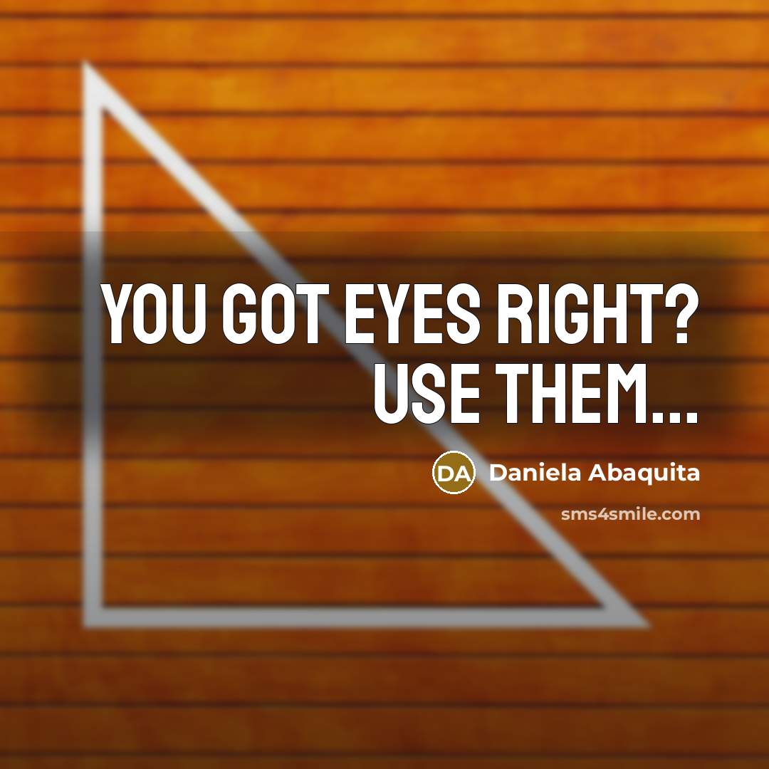 “You got eyes right? use them...” quote by Daniela Abaquita