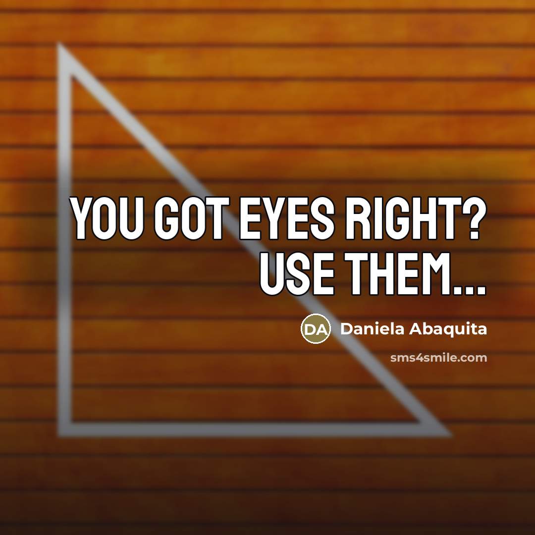 “You got eyes right? use them...…” quote by Daniela Abaquita