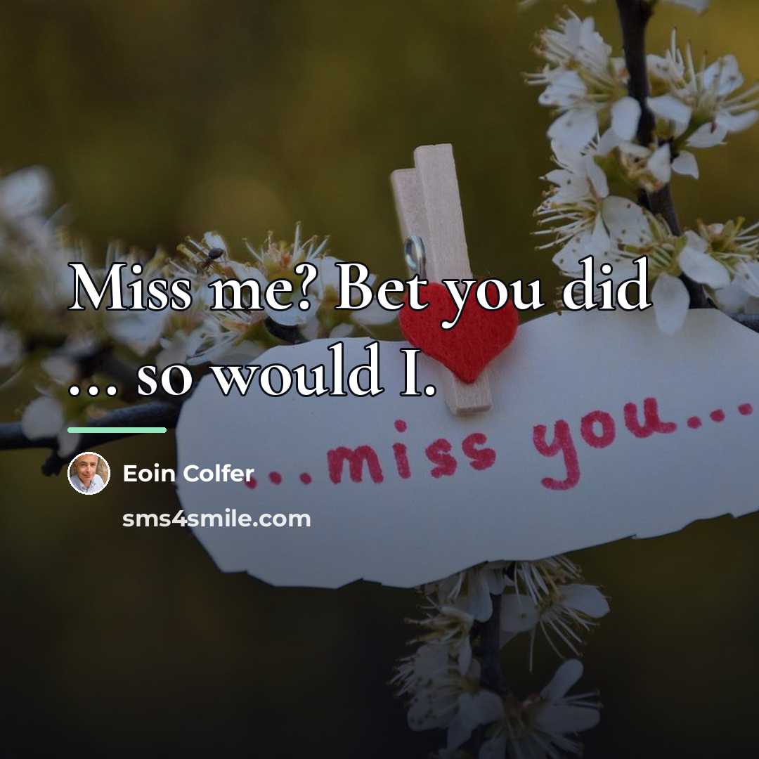 “Miss me? Bet you did ... so would I.…” quote by Eoin Colfer