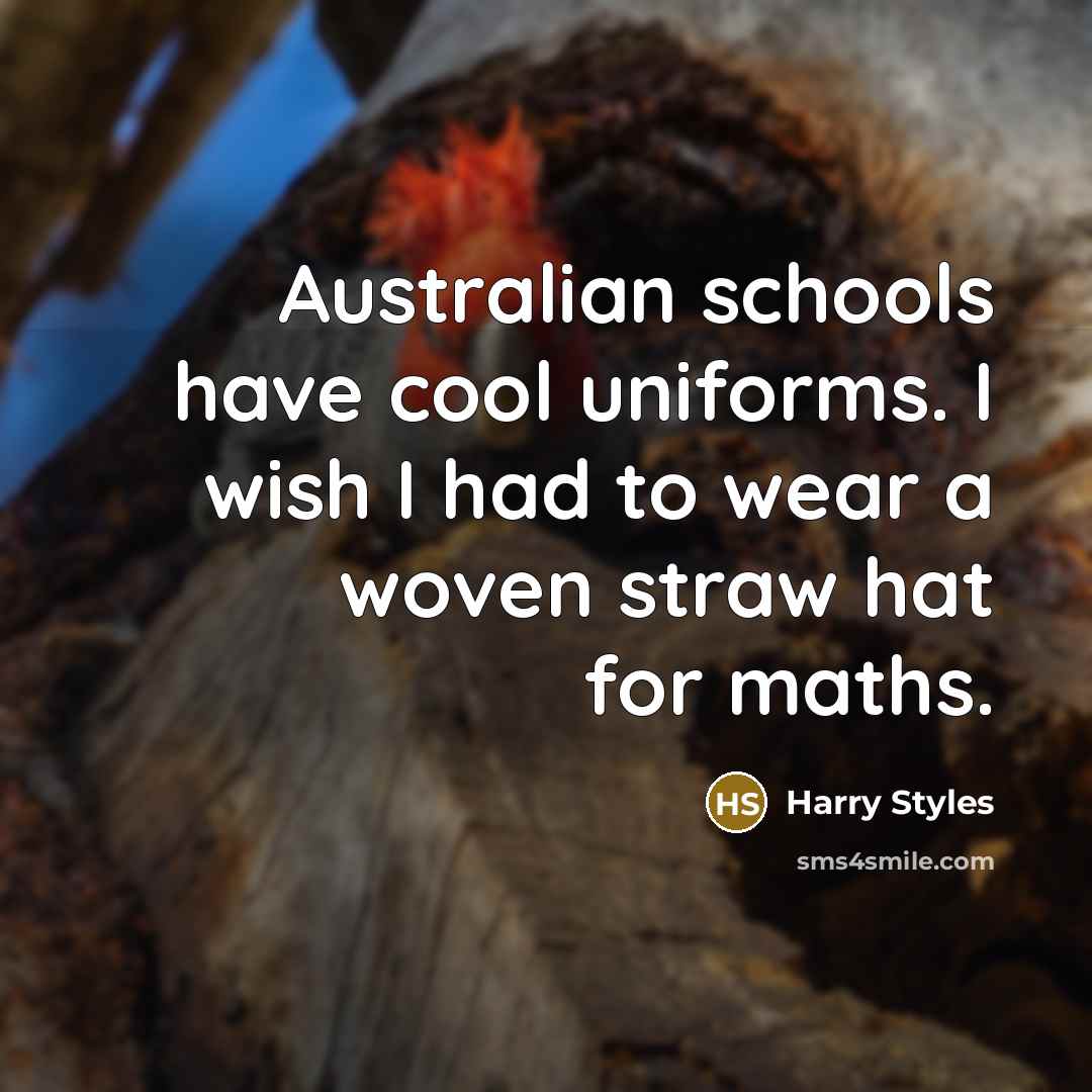 “Australian schools have cool uniforms. I wish I had to…” quote by Harry Styles