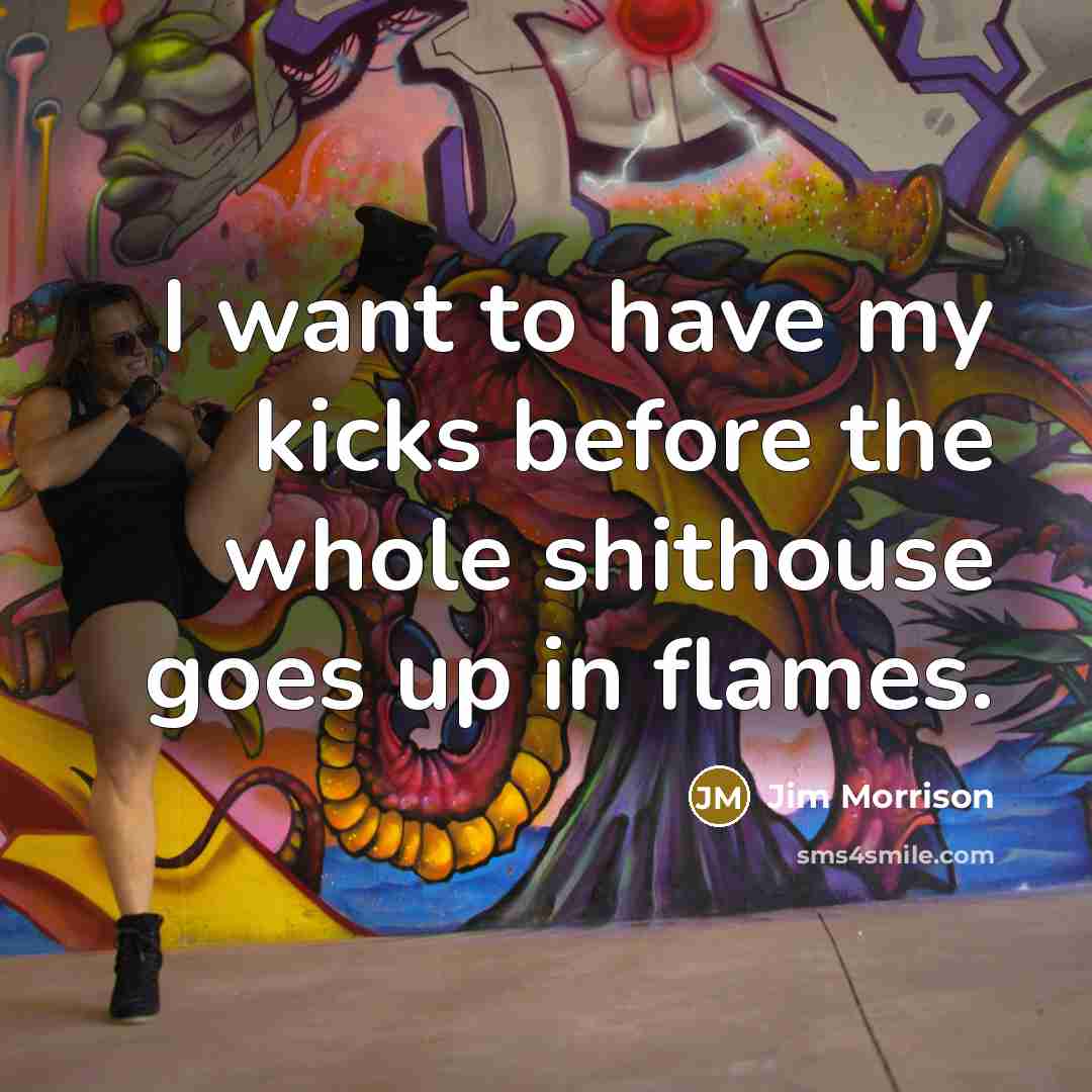 “I want to have my kicks before the whole shithouse…” quote by Jim Morrison