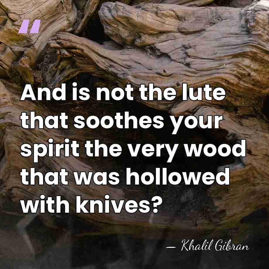 And is not the lute that soothes your spirit the very wood&hellip; - Khalil Gibran