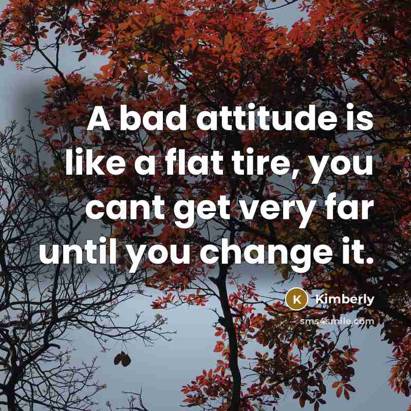 “A bad attitude is like a flat tire, you cant…” quote by Kimberly