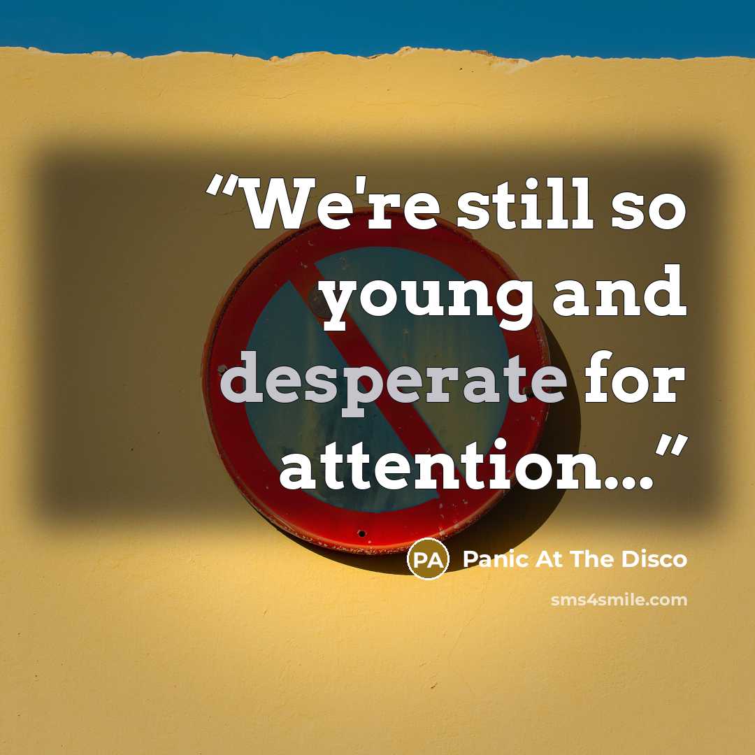 “We're still so young and desperate for attention...” quote by Panic at the Disco
