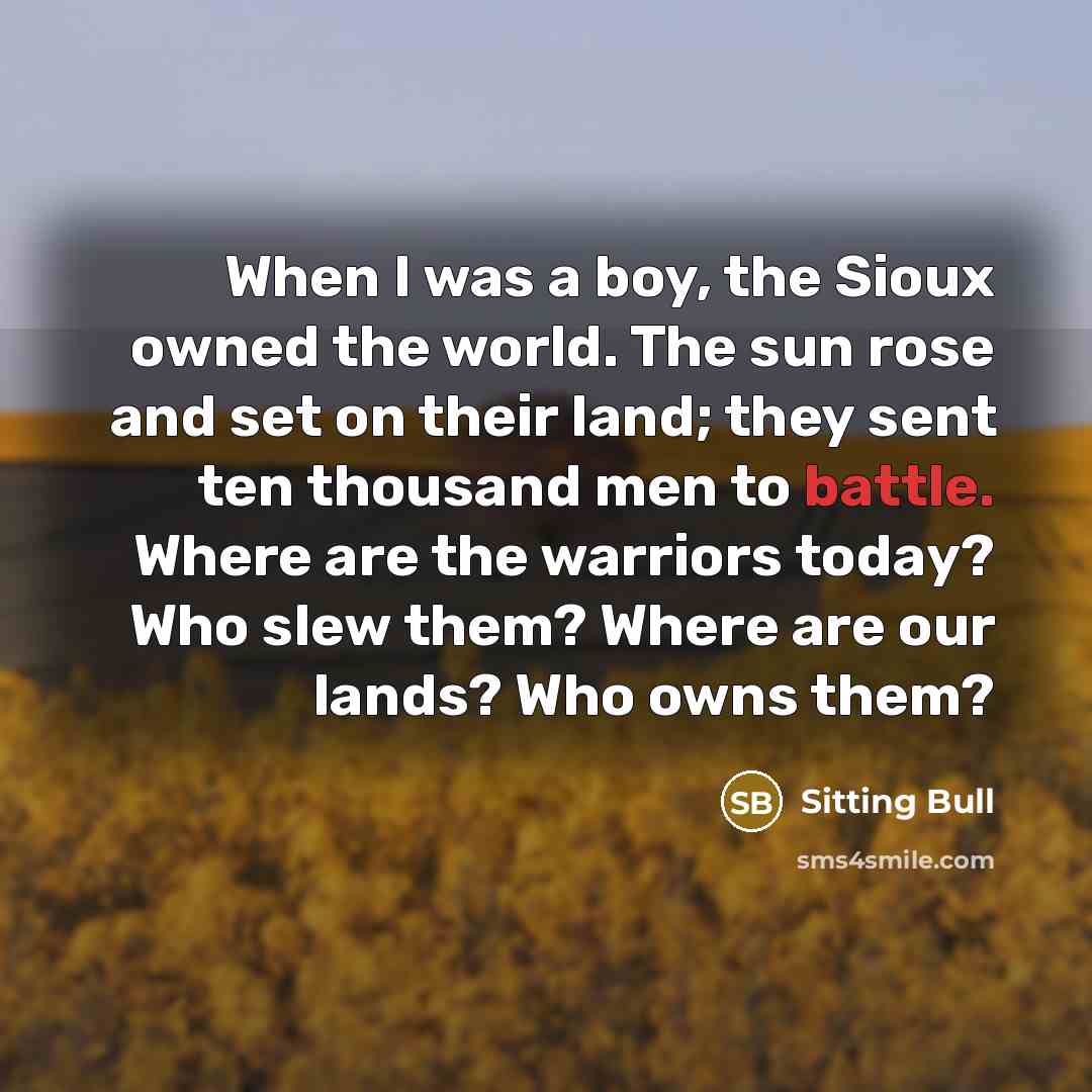 “When I was a boy, the Sioux owned the world.…” quote by Sitting Bull