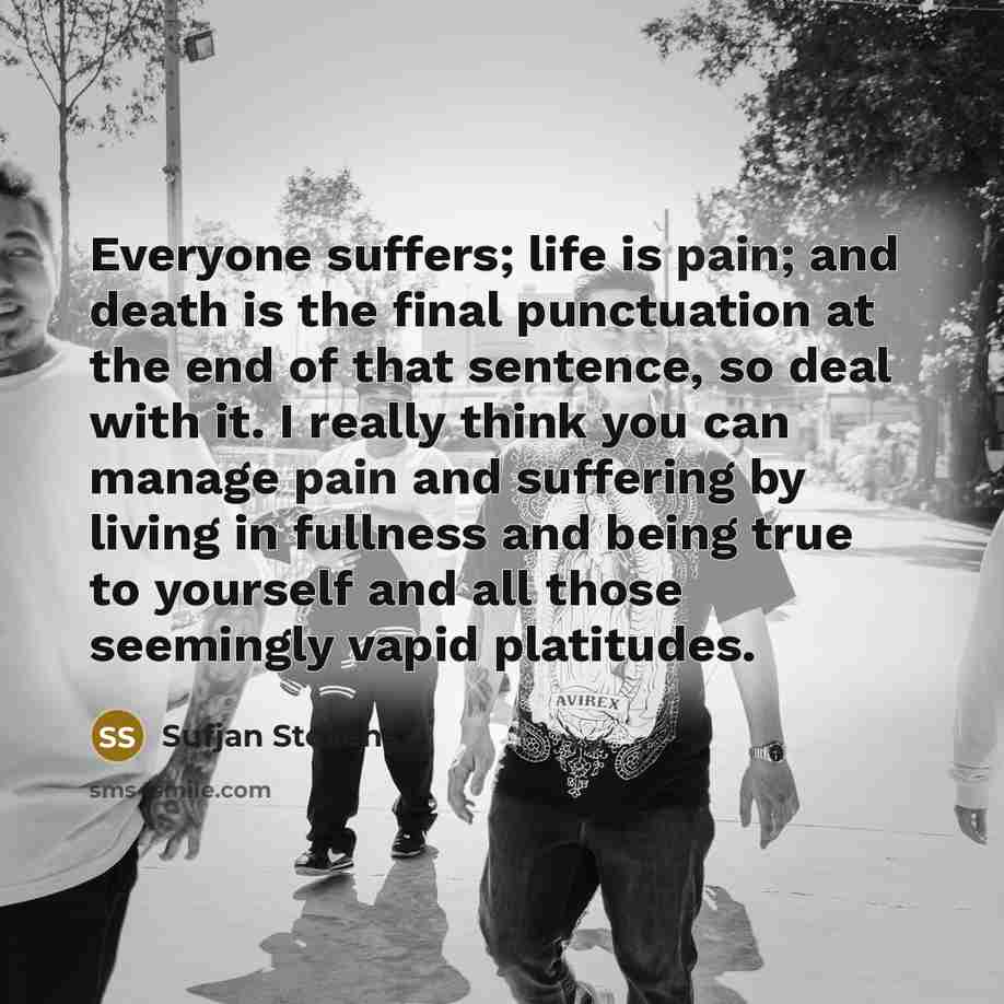 “Everyone suffers; life is pain; and death is the final…” quote by Sufjan Stevens