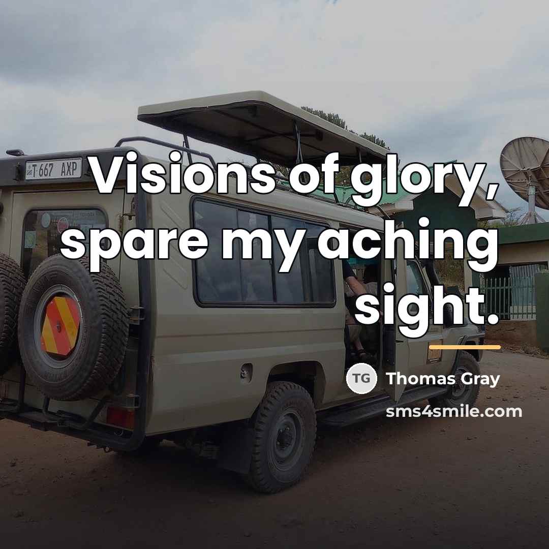 “Visions of glory, spare my aching sight.…” quote by Thomas Gray