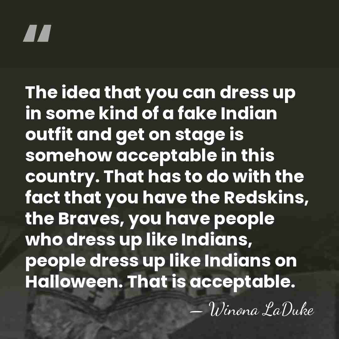 The idea that you can dress up in some kind of a&hellip; - Winona LaDuke