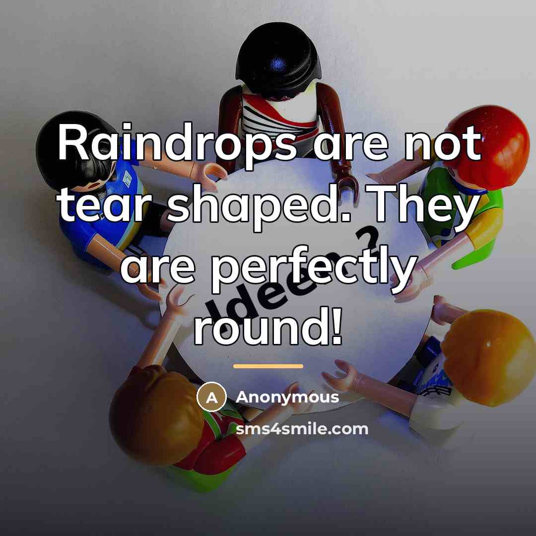 “Raindrops are not tear shaped. They are perfectly round!…” quote by Anonymous