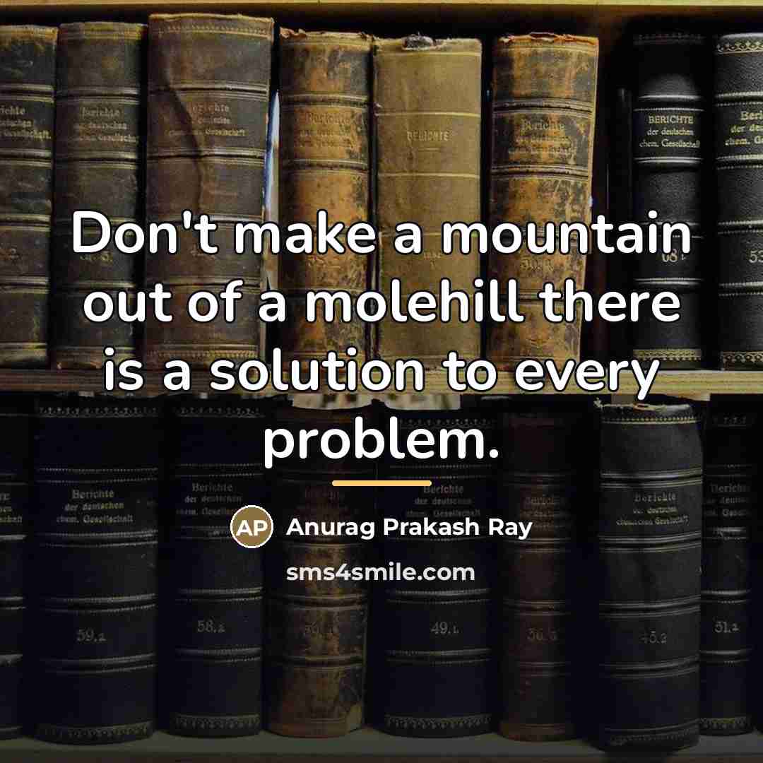 “Don't make a mountain out of a molehill there is…” quote by Anurag Prakash Ray