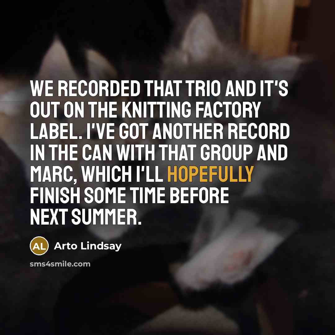 “We recorded that trio and it's out on the Knitting…” quote by Arto Lindsay