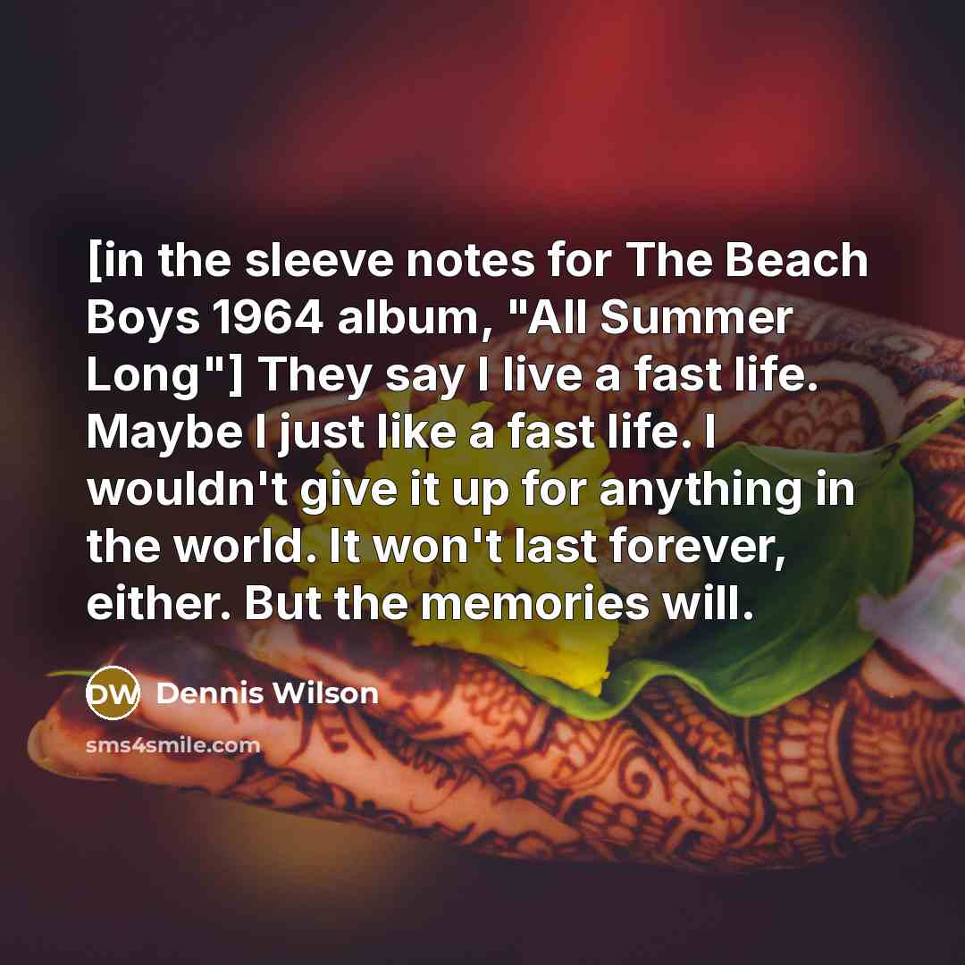 “[in the sleeve notes for The Beach Boys 1964 album,…” quote by Dennis Wilson