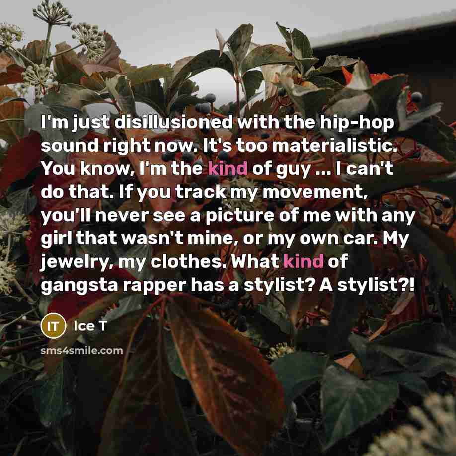 “I'm just disillusioned with the hip-hop sound right now. It's…” quote by Ice T