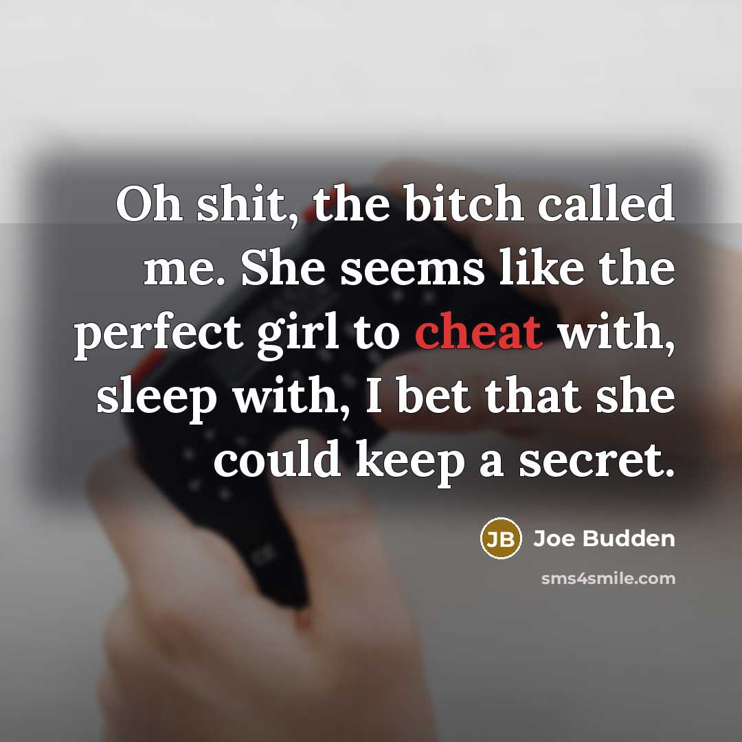 “Oh shit, the bitch called me. She seems like the perfect girl to cheat with, sleep with, I bet that she could keep a secret.” quote by Joe Budden
