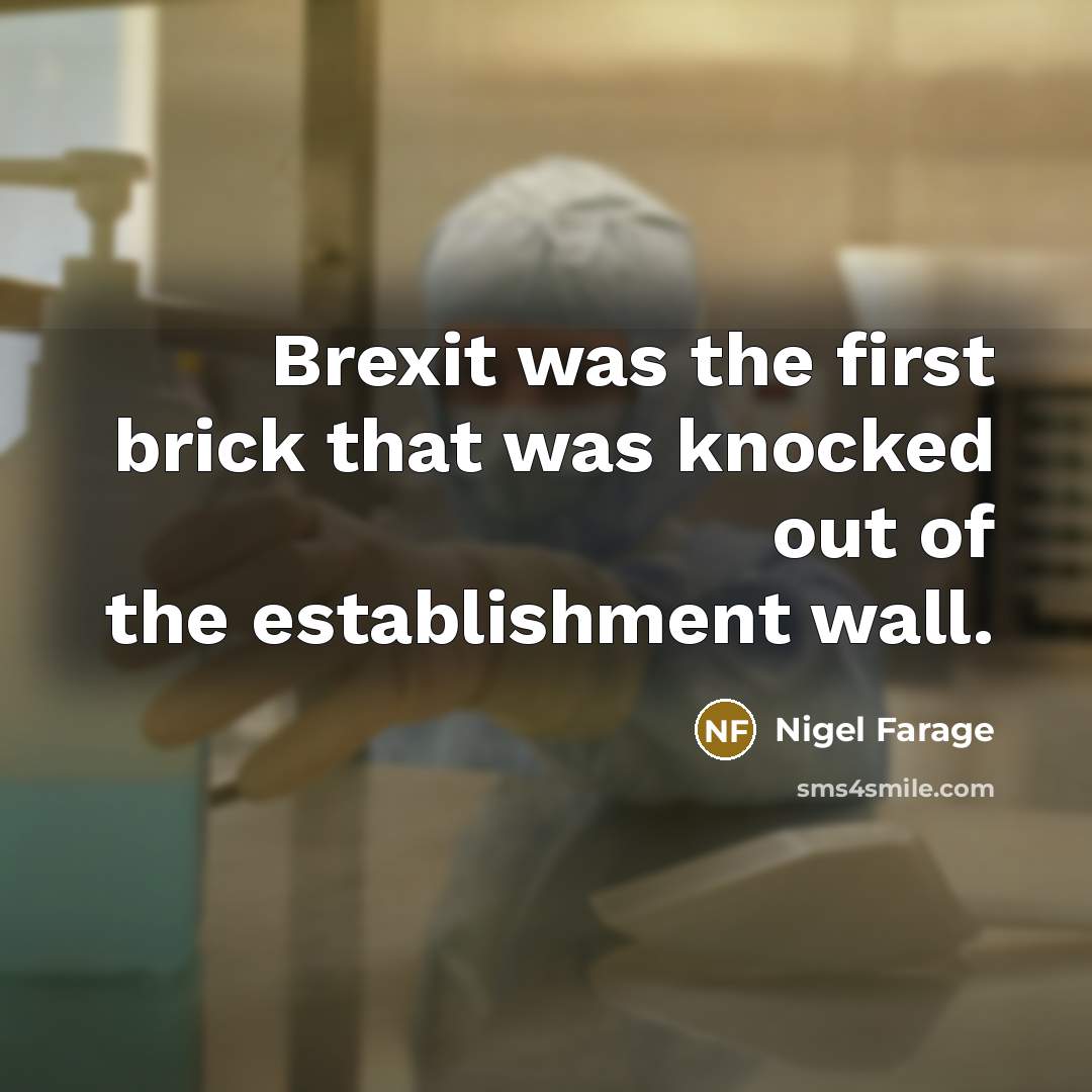 “Brexit was the first brick that was knocked out of…” quote by Nigel Farage