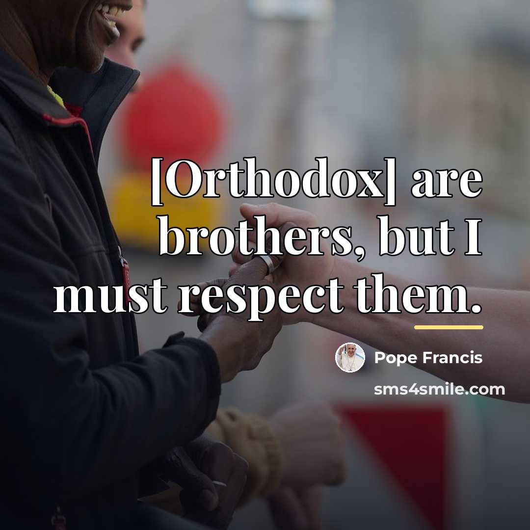 “[Orthodox] are brothers, but I must respect them.…” quote by Pope Francis