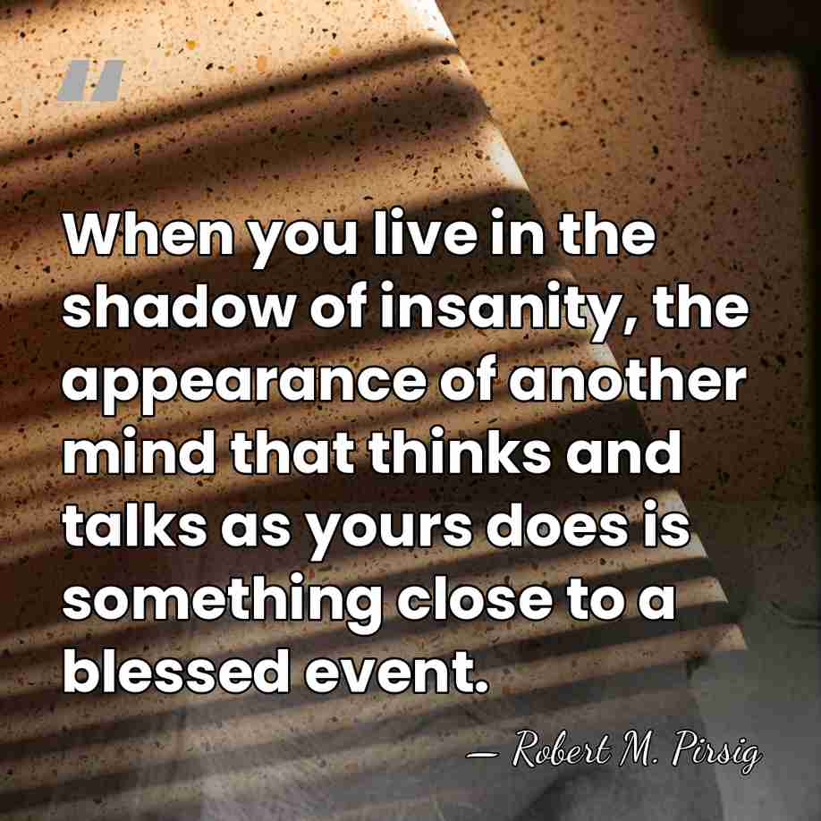 When you live in the shadow of insanity, the appearance of another&hellip; - Robert M. Pirsig